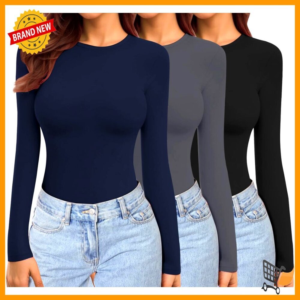 3 Pack Long Sleeve Thermal Tees, Stretch Fitted Underscrubs, Lightweight
